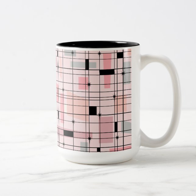 Retro Rosa Grid och Starburks två tonkaffe Mugg (Höger)