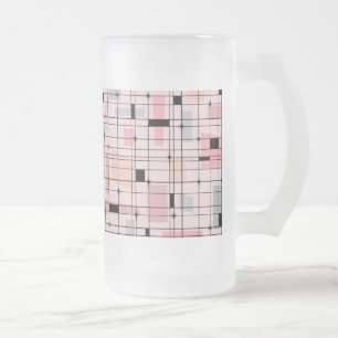 Retro Rosa Grid och Starbursts Frosted Glass Mugg