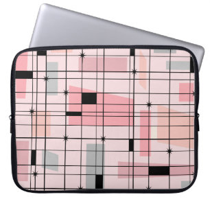 Retro Rosa Grid och Starbursts Laptop sleeve
