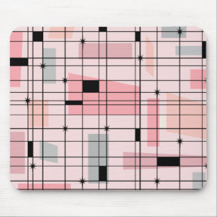 Retro Rosa Grid och Starbursts Mousepad Musmatta