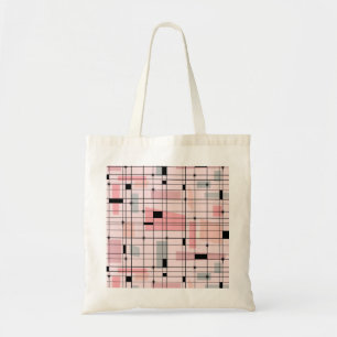 Retro Rosa Grid och Starbursts Tote Bag Tygkasse