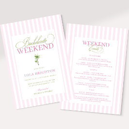 Retro Rosa Grön Palm Beach Möhippa Itinerary Inbjudningar
