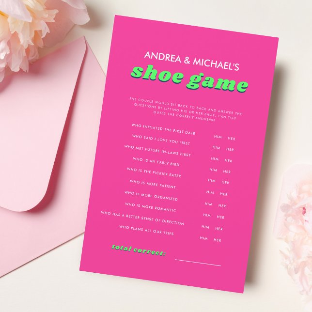 Retro Rosa & Grönt Groovy Bröllop Shoe Game (Skapare uppladdad)