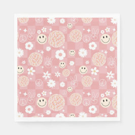 Retro Rosa Groovy kontrollerade Hippie Mönster Pappersservett