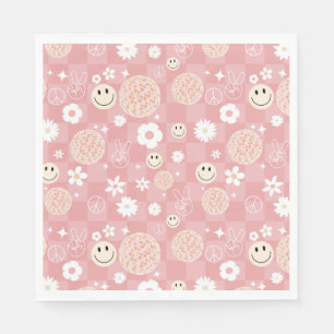 Retro Rosa Groovy kontrollerade Hippie Mönster Pappersservett