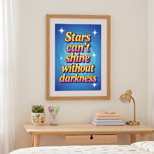 Retro Rosa Gul Gradient Motiverande Stjärna Citat Poster