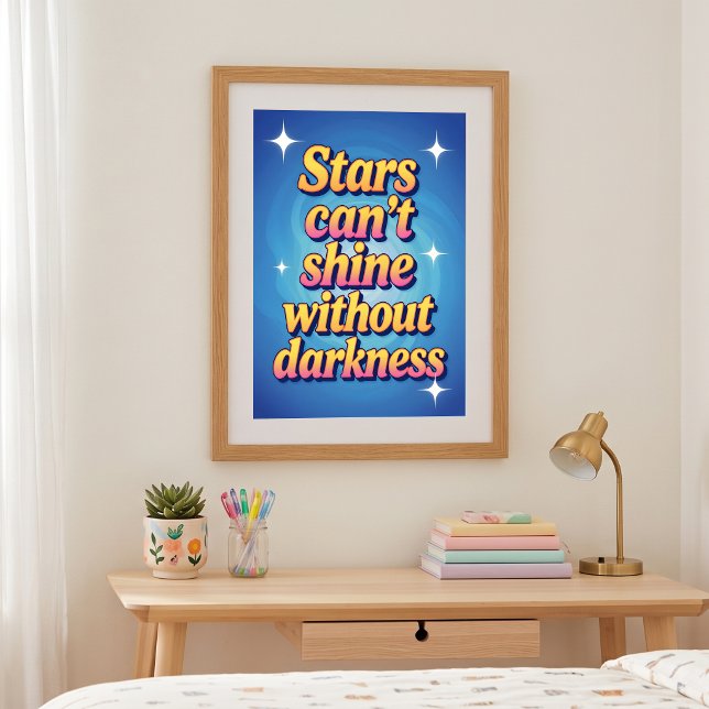 Retro Rosa Gul Gradient Motiverande Stjärna Citat Poster (Skapare uppladdad)