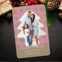 Retro Rosa & Guld Blommigt Träd Shaped Photo Helgd