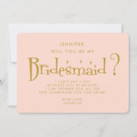 Retro Rosa & Guld Handskriven Brudtärna Förslag