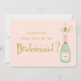 Retro Rosa & Guld Handskrivet Brudtärna Förslag Inbjudningar