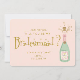 Retro Rosa & Guld Handskrivna Brudtärna Förslag Inbjudningar