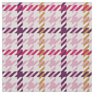 Retro rosa guld lila Houndstooth plaid mönster Tyg