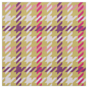 Retro rosa guld lila Houndstooth plaid mönster Tyg