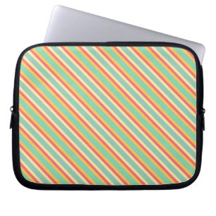 Retro Rosa Gult Grönt Blue Rand Laptop Fodral