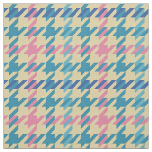 Retro rosa gult teal houndstooth plaid mönster tyg