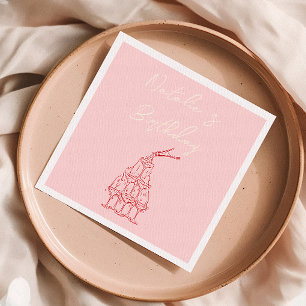Retro Rosa Hand plockade Champagne Torn Birthday Pappersservett
