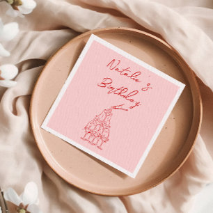 Retro Rosa Hand plockade Champagne Torn Birthday Pappersservett