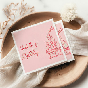 Retro Rosa Hand plockade Champagne Torn Birthday Pappersservett