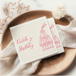 Retro Rosa Hand plockade Champagne Torn Roligt Bir Pappersservett