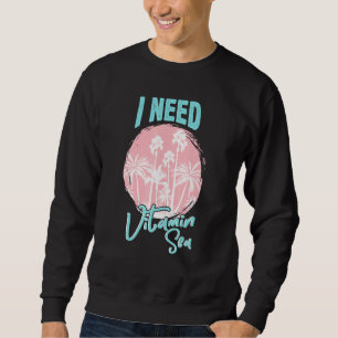 Retro Rosa Handflatan Träd Sommar Vibes I behöver Lång Ärmad Tröja