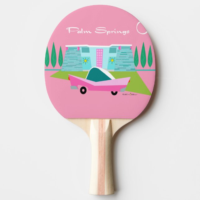 Retro Rosa Handflatan Vår Ping Pong Paddle Pingisracket (Framsidan)