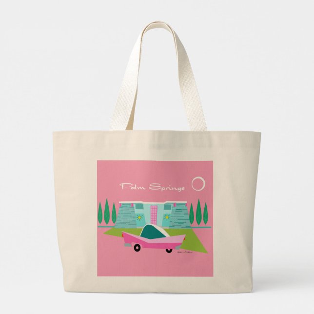 Retro Rosa Handflatan Vår Tote Bag Jumbo Tygkasse (Baksida)
