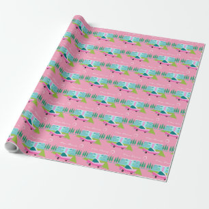 Retro Rosa Handflatan Vår Wrapping Papper Presentpapper