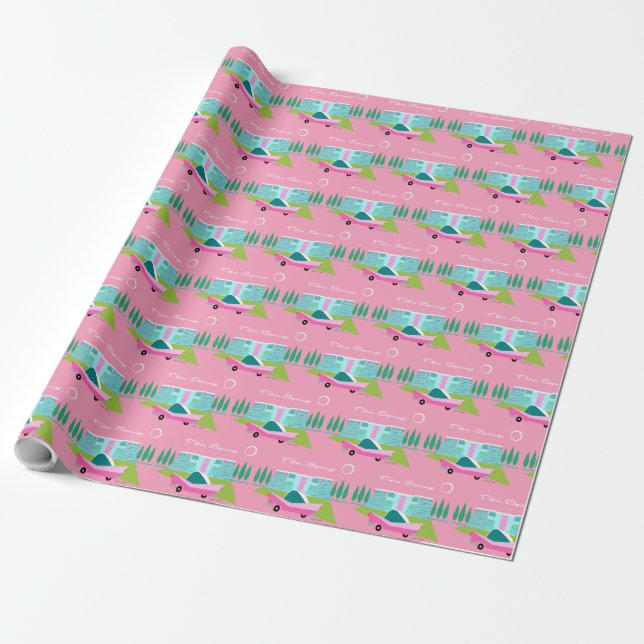 Retro Rosa Handflatan Vår Wrapping Papper Presentpapper (Utrullad)