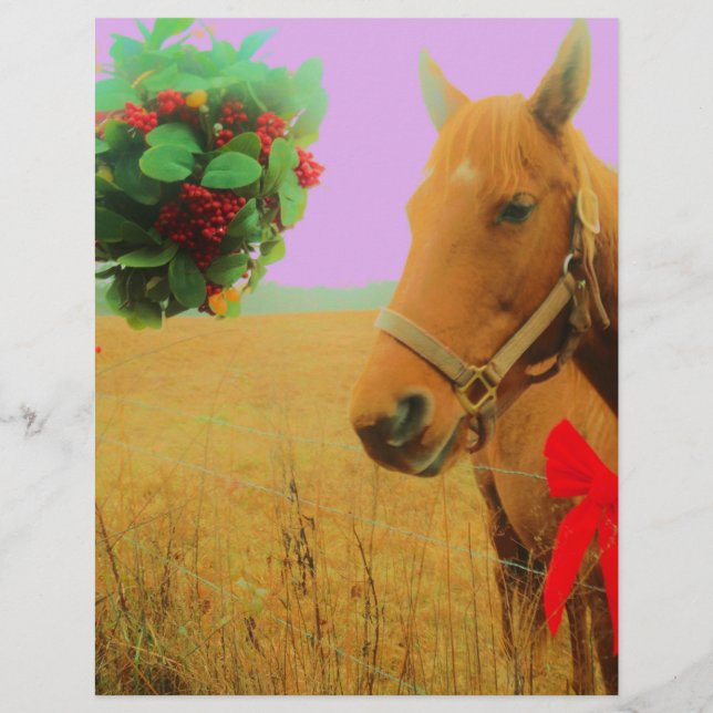Retro rosa himlar jul Horse (Framsida)