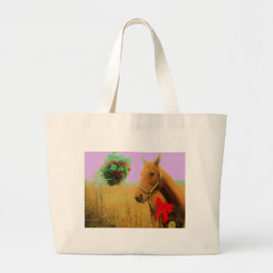 Retro rosa himlar jul Horse Jumbo Tygkasse