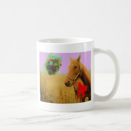 Retro rosa himlar jul Horse Kaffemugg
