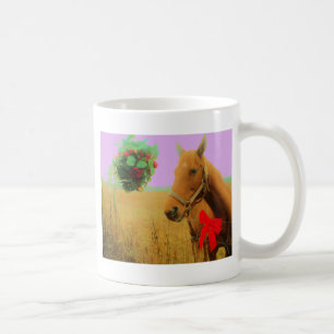 Retro rosa himlar jul Horse Kaffemugg