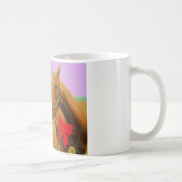 Retro rosa himlar jul Horse Kaffemugg