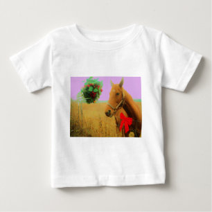 Retro rosa himlar jul Horse T Shirt