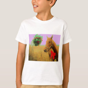 Retro rosa himlar jul Horse Tee
