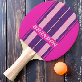 Retro Rosa Himmel Brett Ränder med Namn Pingisracket
