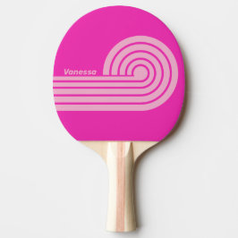 Retro Rosa Himmel Dubbel Curl Ränder med Namn Pingisracket