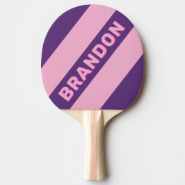 Retro Rosa Himmel Fet Ränder med Namn Pingisracket