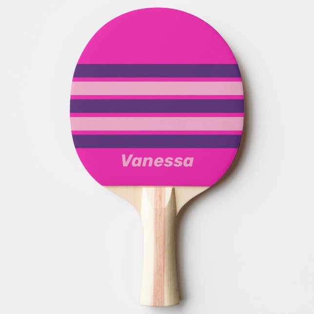 Retro Rosa Himmel över Randig med Namn Pingisracket (Framsidan)