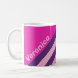 Retro Rosa Himmel Ränder med Namn Kaffemugg