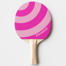Retro Rosa Himmel Tre Cirkel Randig med Namn Pingisracket