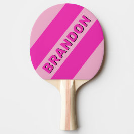 Retro Rosa Himmel Tre Feta Ränder med Namn Pingisracket