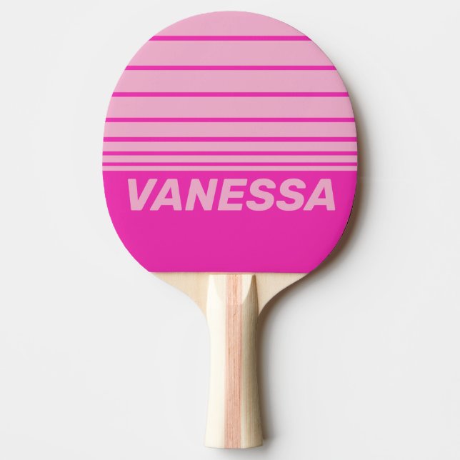 Retro Rosa Himmel Tre Horisont Stripning med Namn Pingisracket (Framsidan)