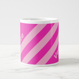 Retro Rosa Himmel Tre Ränder med Namn Jumbo Mugg