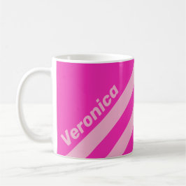 Retro Rosa Himmel Tre Ränder med Namn Kaffemugg