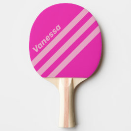 Retro Rosa Himmel Trevinklad Randig med Namn Pingisracket