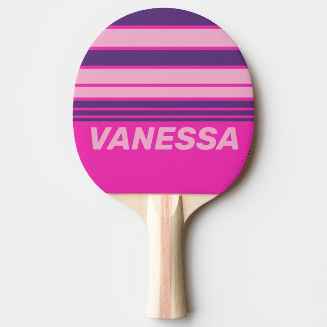 Retro Rosa Horisont Strimlad med namn Pingisracket (Framsidan)