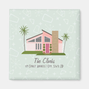 Retro Rosa House Adress Magnet