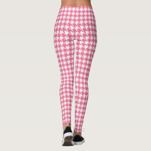 Retro rosa hundtandsmönstrade leggings