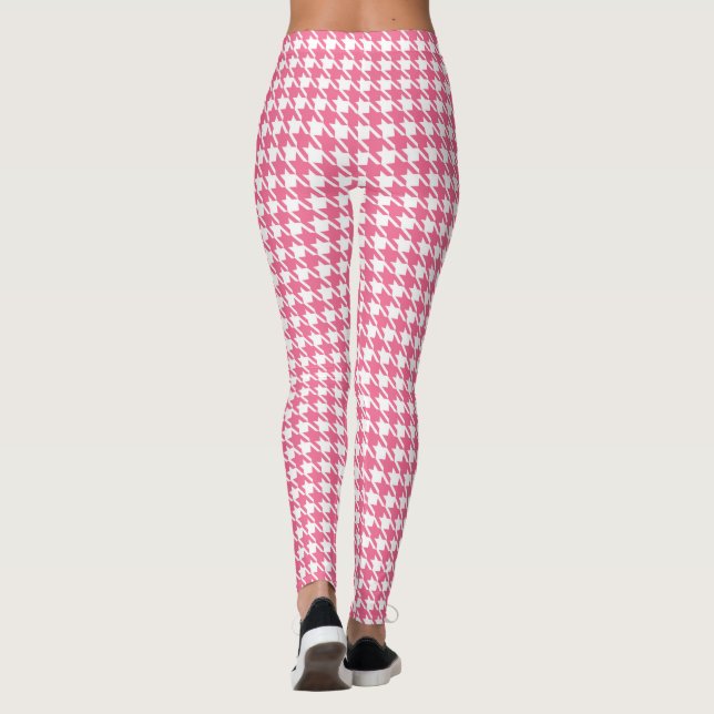 Retro rosa hundtandsmönstrade leggings (Baksida)